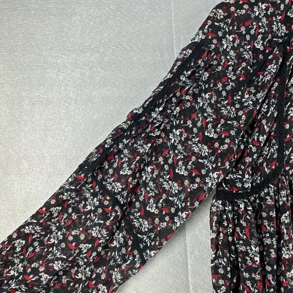 Zara Black Floral Sheer Crochet Peasant Blouse – Size L NWT - Picture 4 of 6